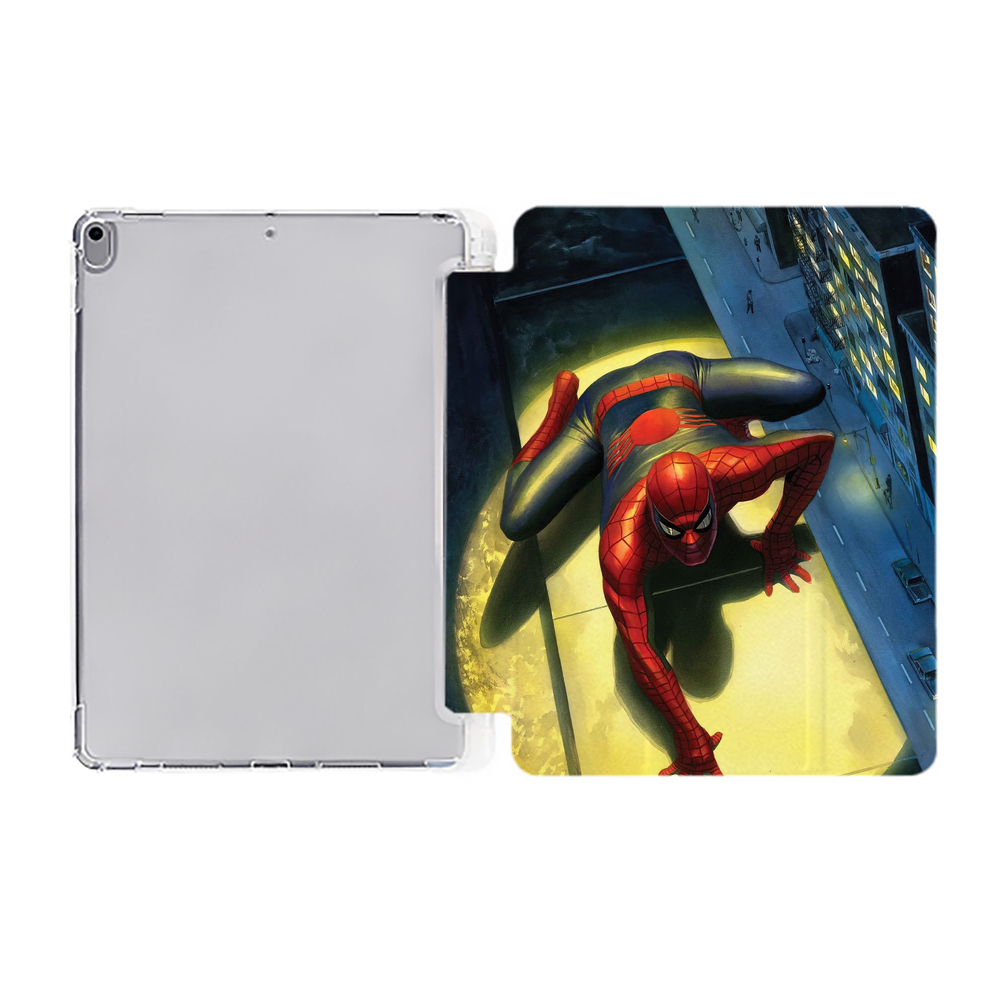 （画像用） Spider Man スパイダーマン IPad ケース ペン収納付き 三つ折りスタンド PUレザー×シリコン 対応機種9.5/10.5/10.9インチ